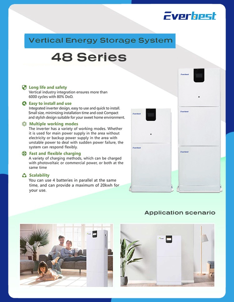 Renewable Energy All in One 5kw Solar Inverter with 20kwh 10kwh 48V Lithium Ion Battery Scalable Module Solar System