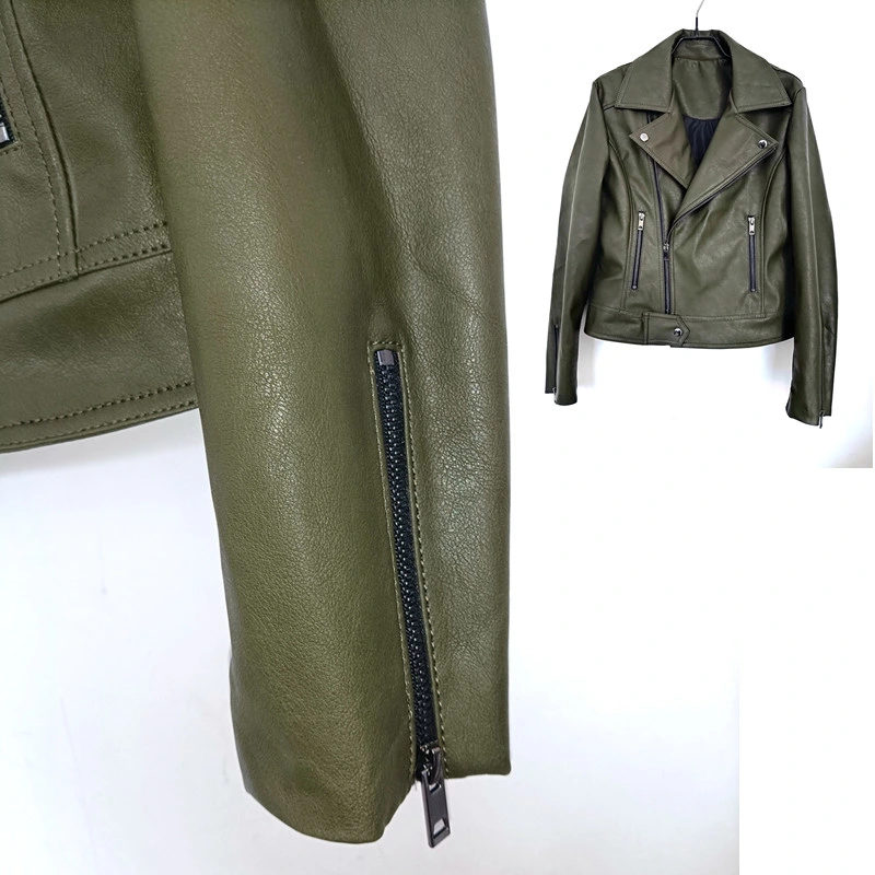 Faux Suede Clothing Trench Coat Green Autumn Lampskin Leather Jackets