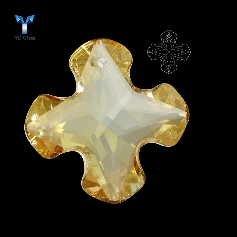 Fashion Cross Shape Golden Color Glass Bead Pendant for Jewelry Making