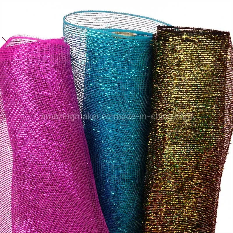 Premium Quality Half-Solid Metallic 21'' Deco Mesh for Wedding Party