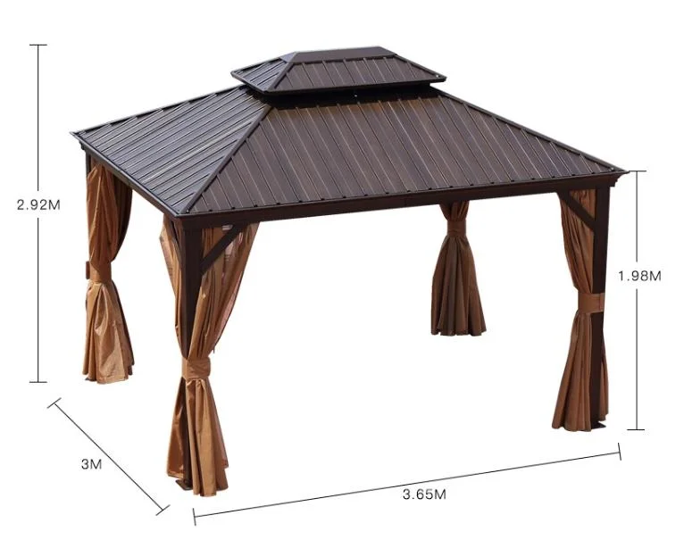 Pabellón de aleación de aluminio Patio al aire libre Nuevo Jardín Chino estilo Europeo Antiguo edificio cuatro esquinas Awning Canopy Pavilion Tent Gazebo al aire libre