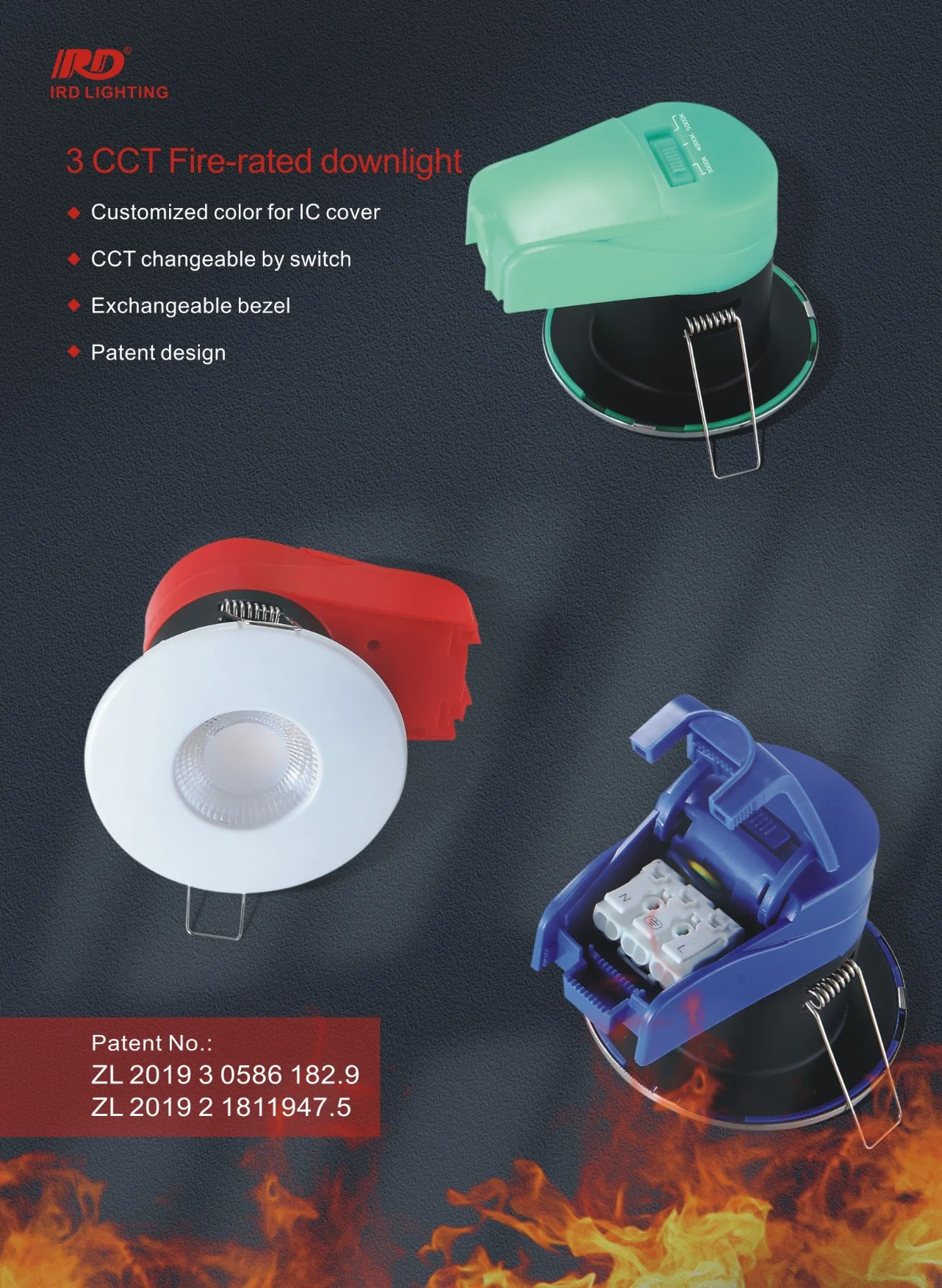 Incombustible Fire-Rated conmutable 3AAC regulable de 7W LED de interior de la luz de abajo