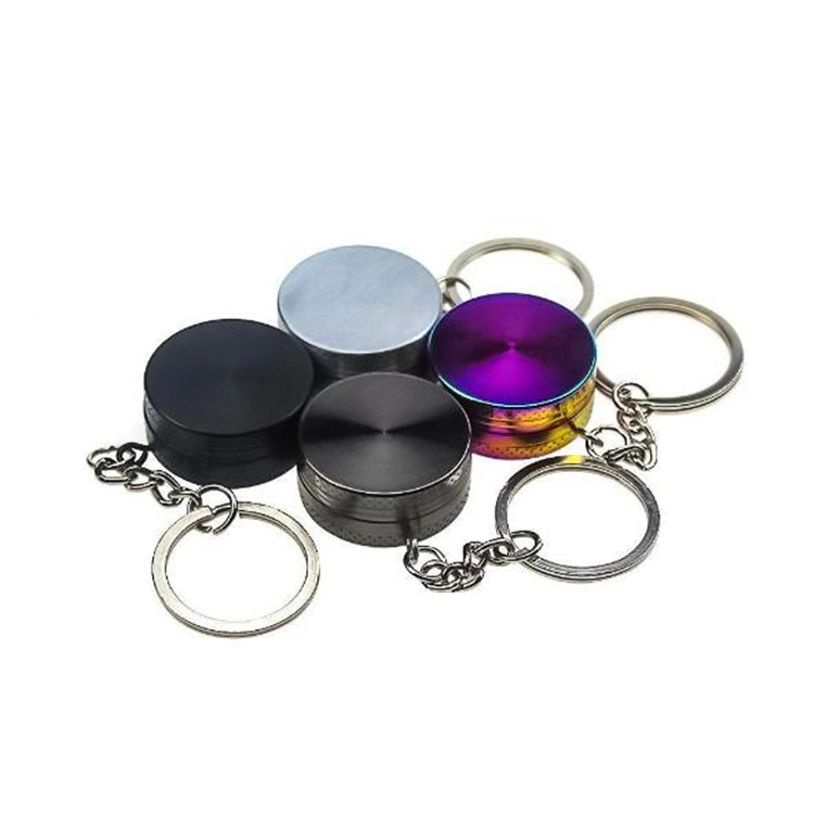 Two Layer Smoke Mill with Key Ring Easy Zinc Alloy Smoke Crusher Metal Cigarette Mill Box