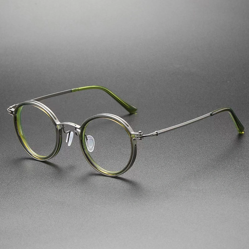 5860 Retro High Quality Titanium Round Eyewear Glasses Fancy Lovely Green Chunky Round Optical Frame Eyewear Glasses