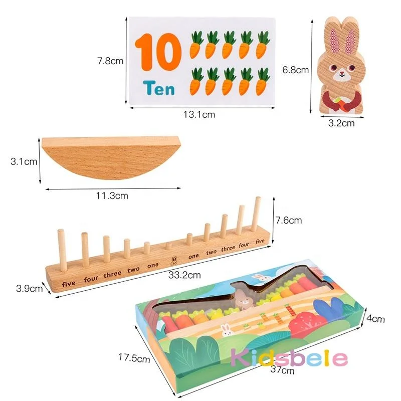 La madera de la educación Montessori matemáticas juguetes con saldo de Conejo Juguetes de madera