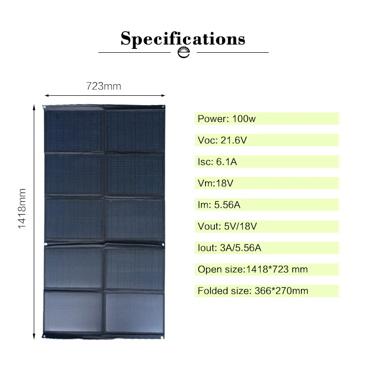 100W Foldable Solar Panel DC Portable Computer Battery Mobile Phone Folding Solar Charger