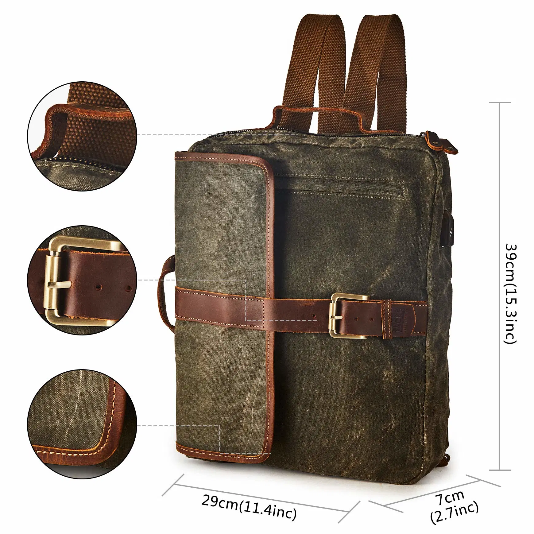 Fabricant de sac de toile durable étudiant Retro sac à dos Sac à dos en toile pour les hommes