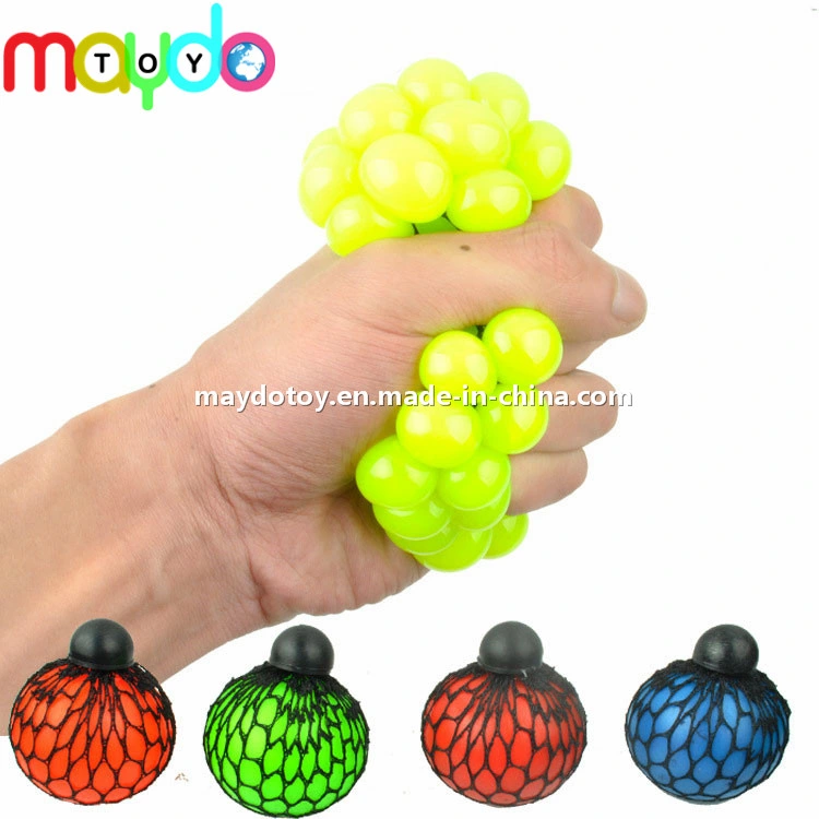 Novelty Squeeze Squishy Mesh Grape Ball Toys with Cap