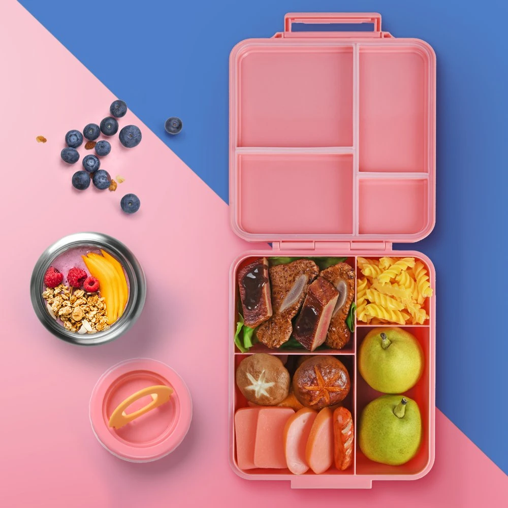 2023 Hot Selling Silicone Lunch Box with Leakproof Food Jar Kids Insulated Lunch Bento Box