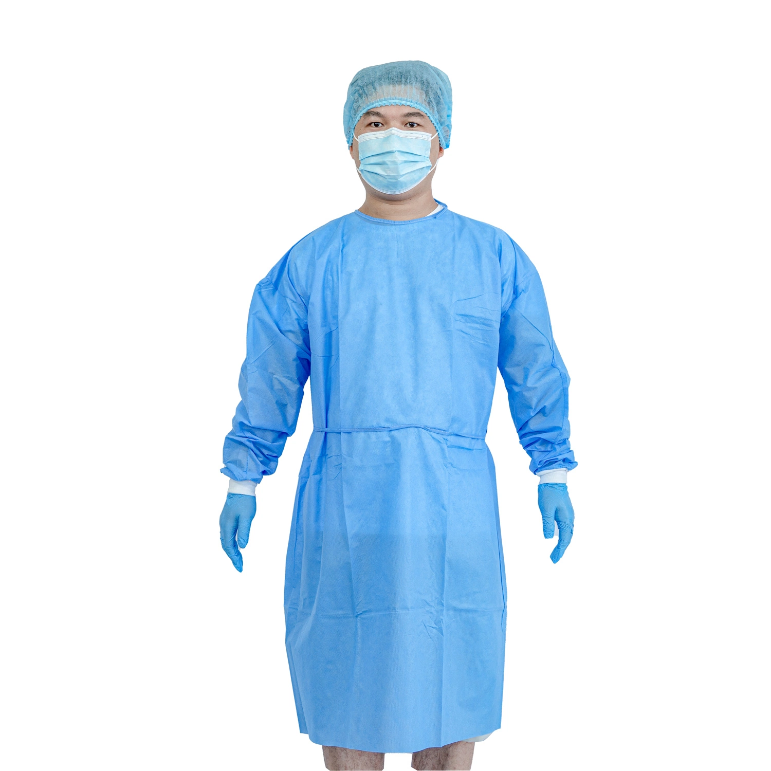 CE En13795 AAMI Level2 Aprroved Disposable PP/PP+PE/ SMS Non- Woven Isolation Gown