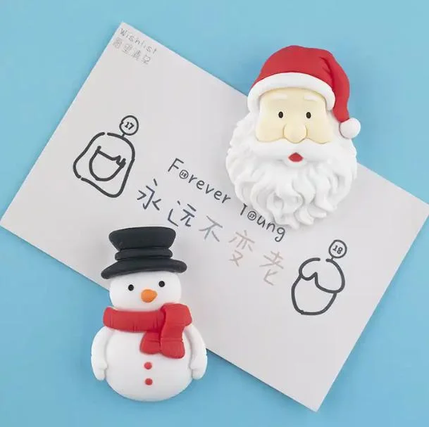 Snowman Santa Gingerbread Man Magnets Accessories Christmas Refrigerator Magnets Decoration