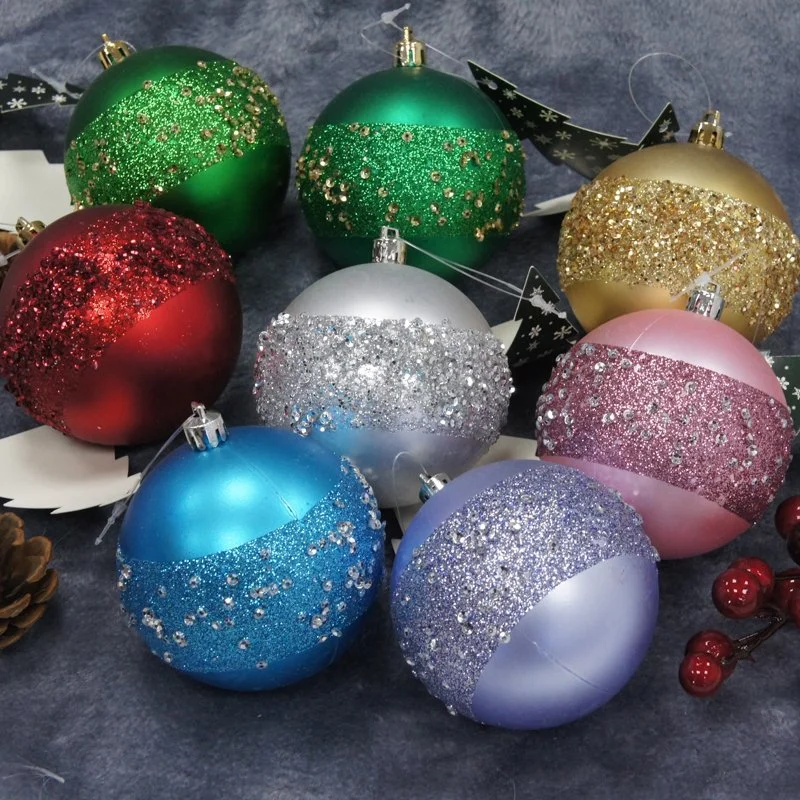 White Hand Painted Ball Tree Ornament Christmas Decoration Plastic Ball26