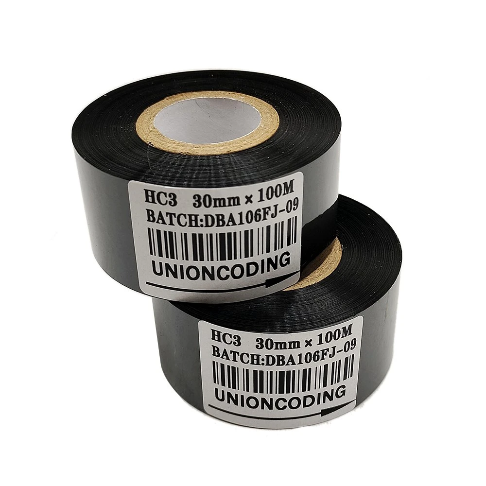 Hot Stempeln Folie Datum Codierung Band Hot Stamp Folie Band 30mm * 100m SCF Hot Foil Stempelrolle / Schwarz Coding Ribbons / Hot Print Stempeln Folie für Expir