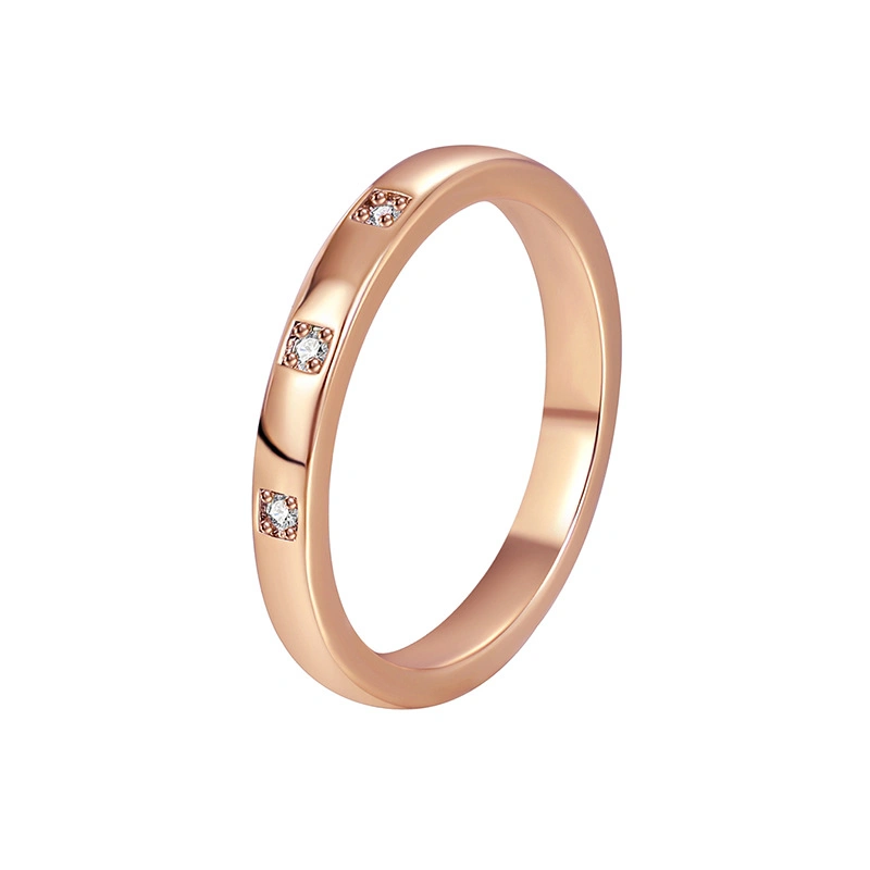 Moda Mayorista/Proveedor Joyas de cobre chapado en oro latón Micro pavimentar tres Bling Cubic Zirconia Thin Rings para mujeres