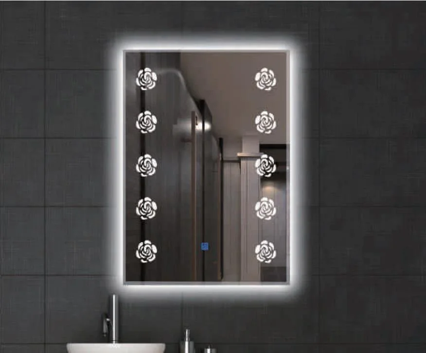 China Wholesale Modern Silver Rectangle LED Toilet Mirror Salon Furniture