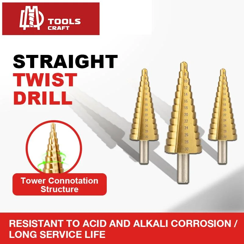 HSS Step Drill Bit High Cobalt Steel with 3 6 9 Steps for Wood / Stainless Steel / Metal Board