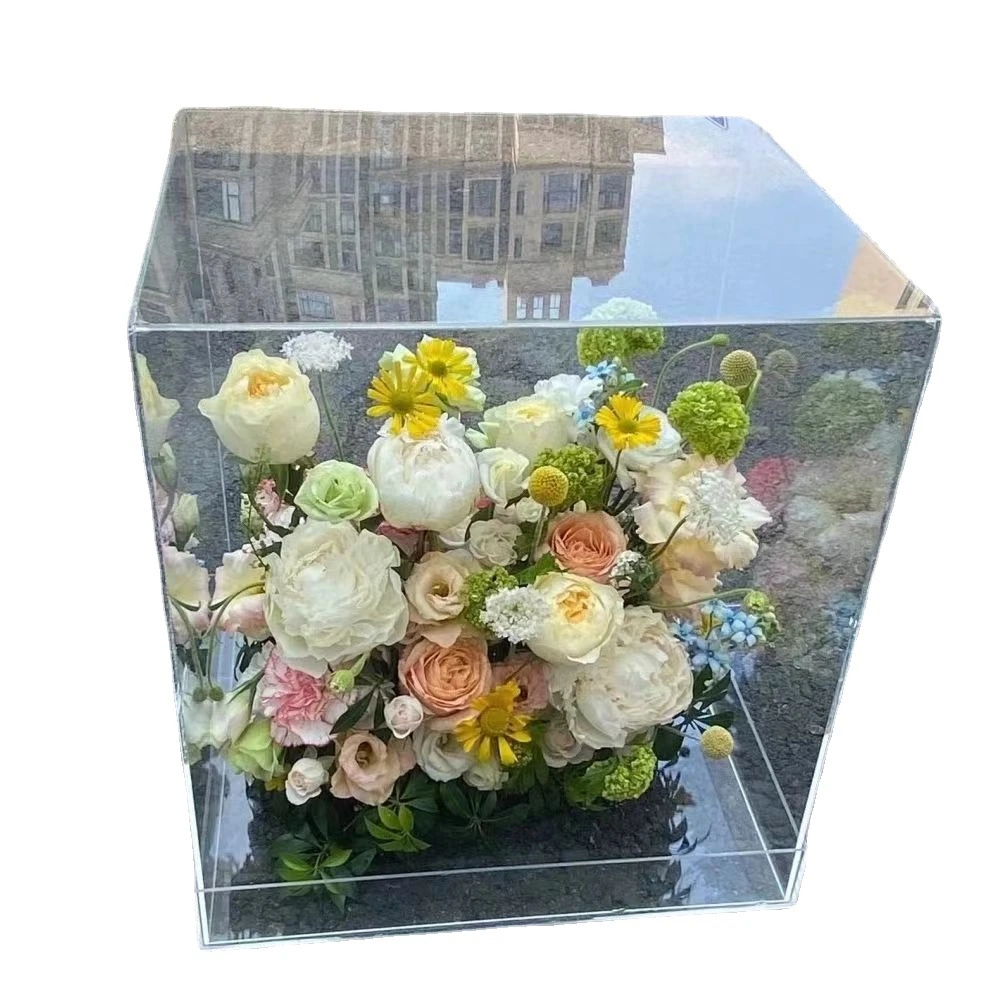 Factory Sale Flower Packaging Cover Box Clear Acrylic Flower Box