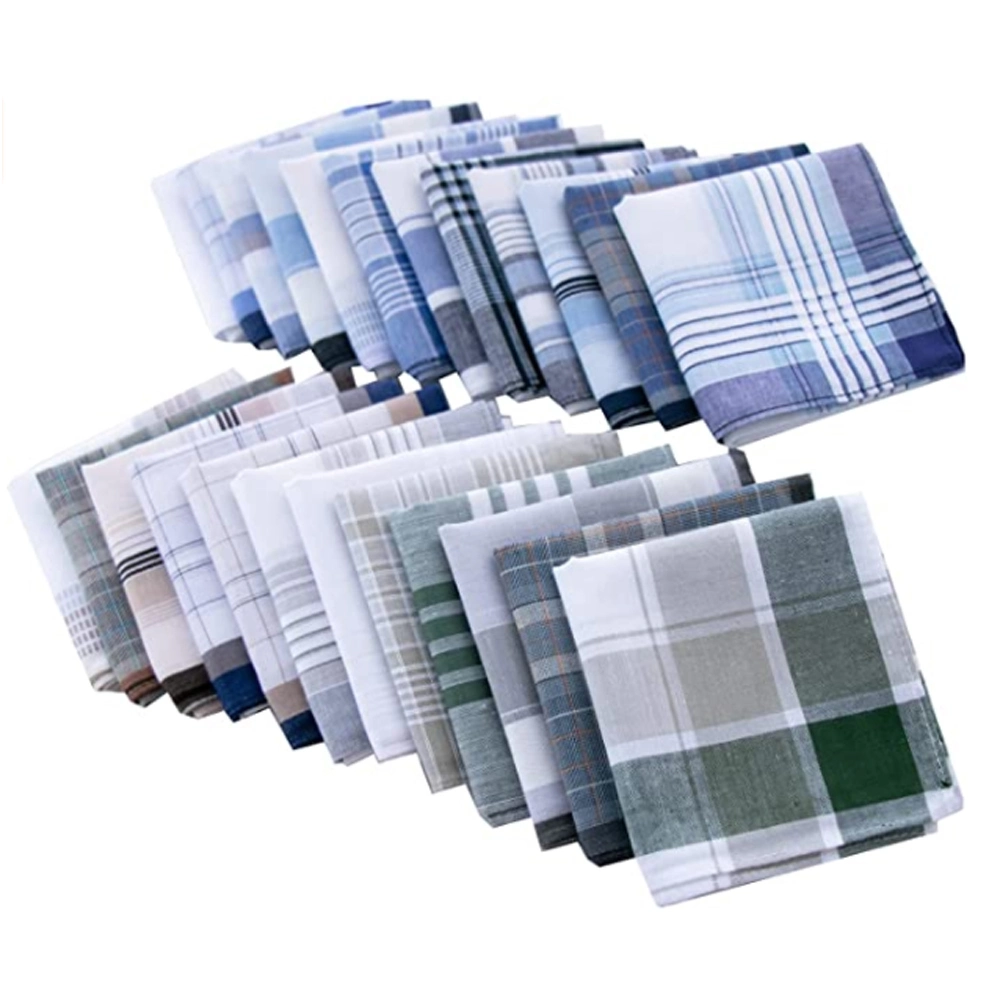 Assorted Pack of Mens White Color Border Cotton Handkerchiefs