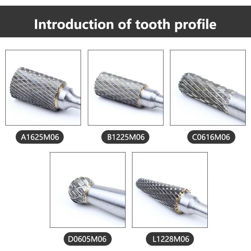 Lx1228m06 Tipo L Carbide de Metal de alta semilla de la lima giratoria Herramientas aleación rebabas giratorias fresa fresa Metal rebabas Herramientas de extracción