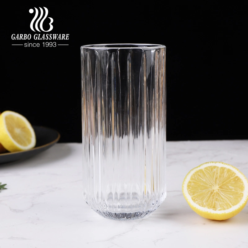 Heißer Verkauf Neues Design Gerippte Gravur Glas Set Stock Verfügbar Becher Becher Becher Schüssel Glaswaren