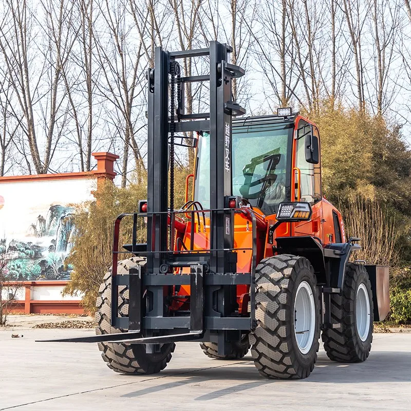 Carro elevador hidráulico 4x4 Diesel de 4 m utilizado no transporte em estrada