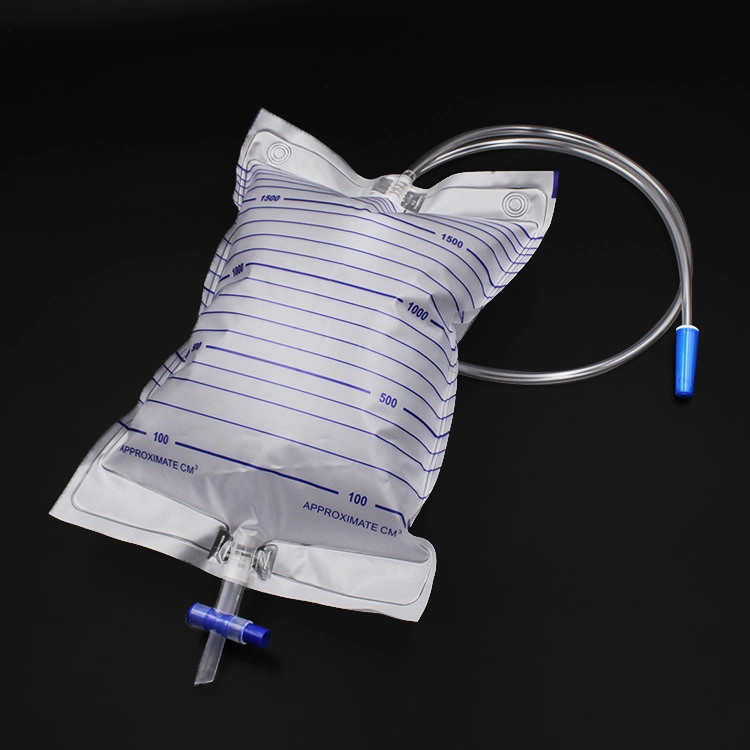 Croix urinaire stérile économique T Valve 2000ml Plastique Sac de drainage de l'urine