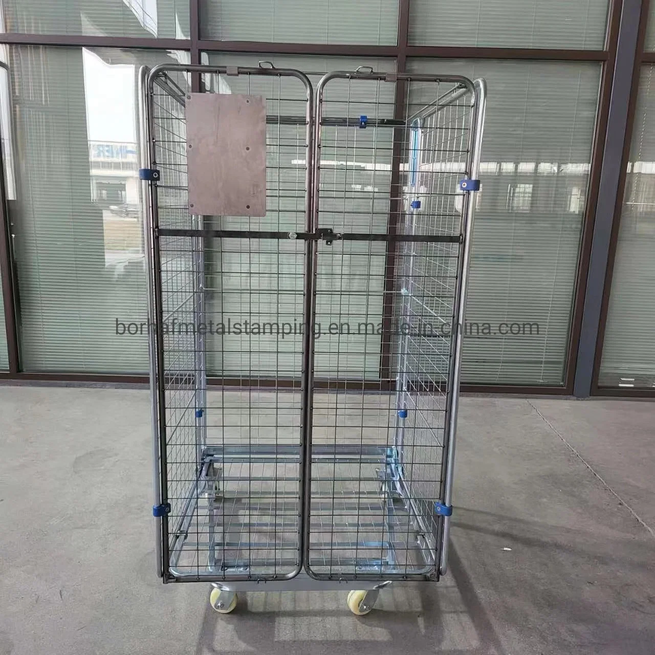 Galvanized Collapsible Security Storage Metal Wire Mesh Roll Cage Container for European Supermarket