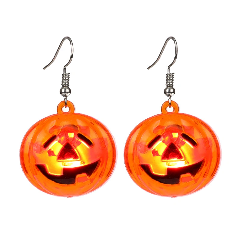 Pendientes de gota de calabaza Skull Ear de Halloween LED Pendientes