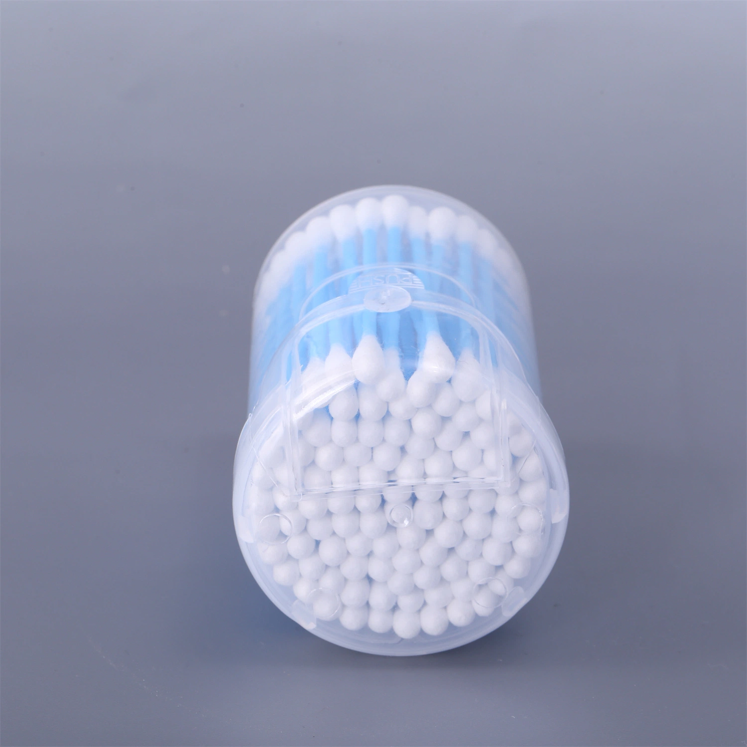 OEM Ear Cleaning Plastic Square Jar Flip Lid 100PCS Rose Pink Blue Cotton Swabs