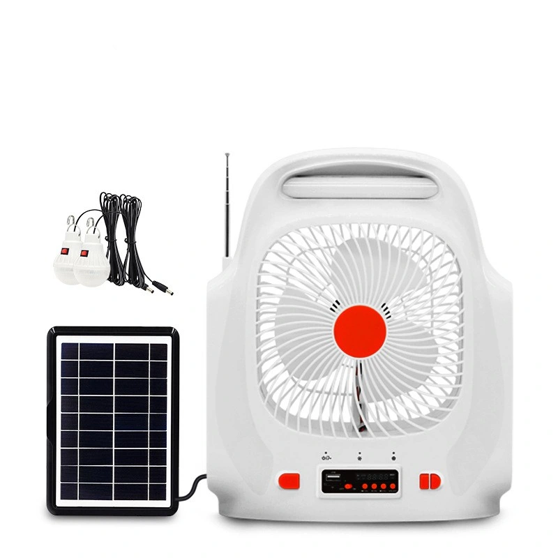 Tw009 8inch Mini Solar Battery for Fan with Light USB and Table Fans Solar Panel Charger for Household Camping