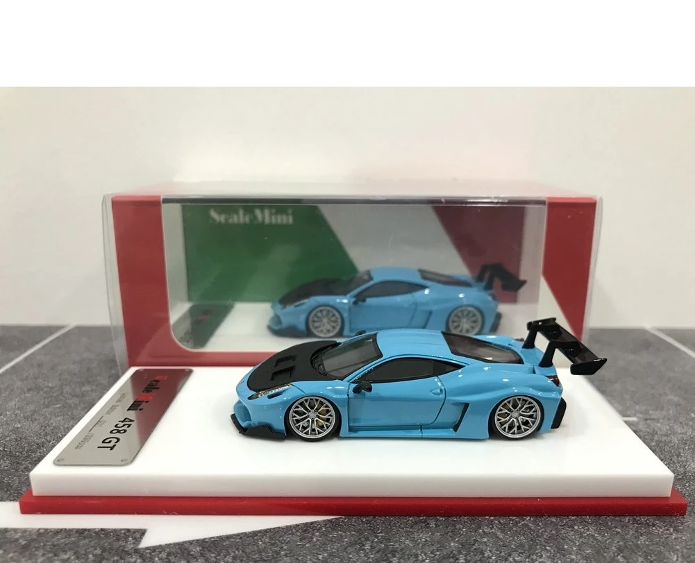 Scalemini 1/64 Lb-Works Ferrari 458 Gt Wing Baby Blue Resin Scale Model Car