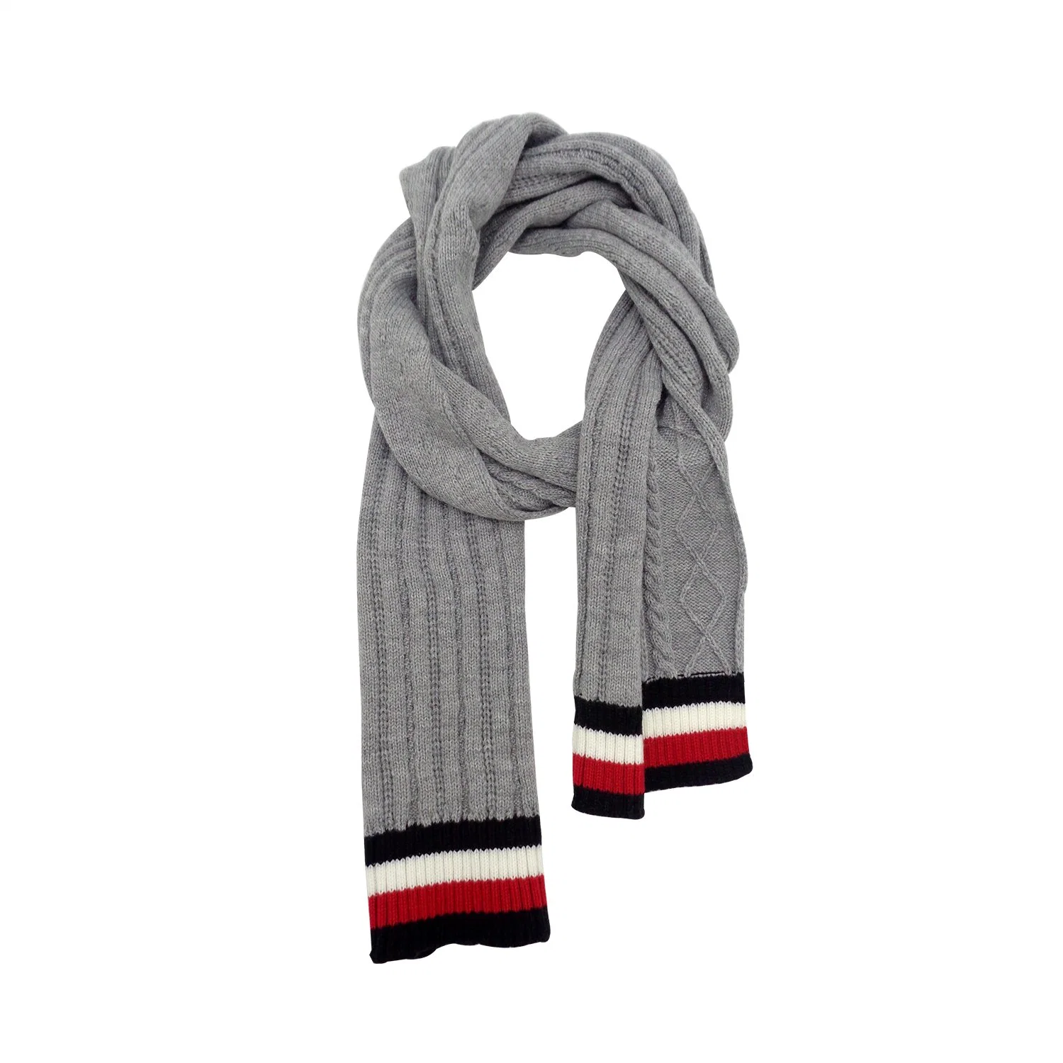 Custom Winter Warm Women Knitted Jacquard Stripe Scarf