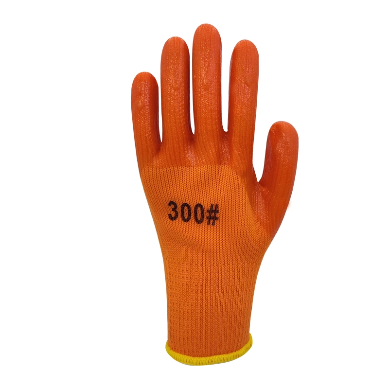 Acrylic Polyester Knitted Terry Liner Winter Latex Glove for Outdoor Work