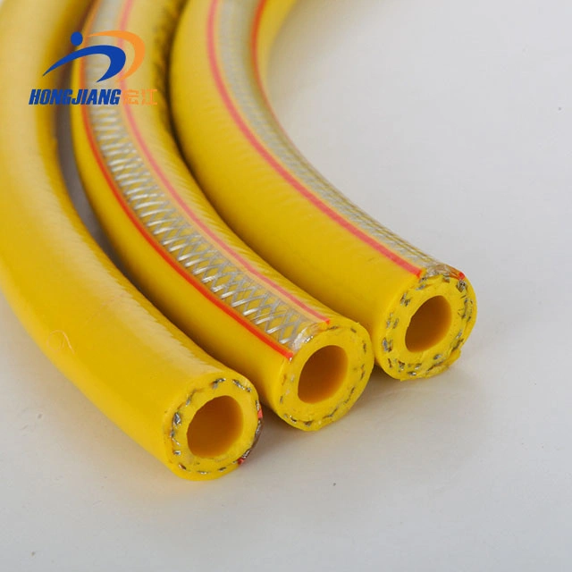 High Pressure Flexible Yellow Stainless Steel Braided LPG Gas Hose Pipe PVC Cover Jacket Steel Wire Braid Hydraulic Exhaust Hose