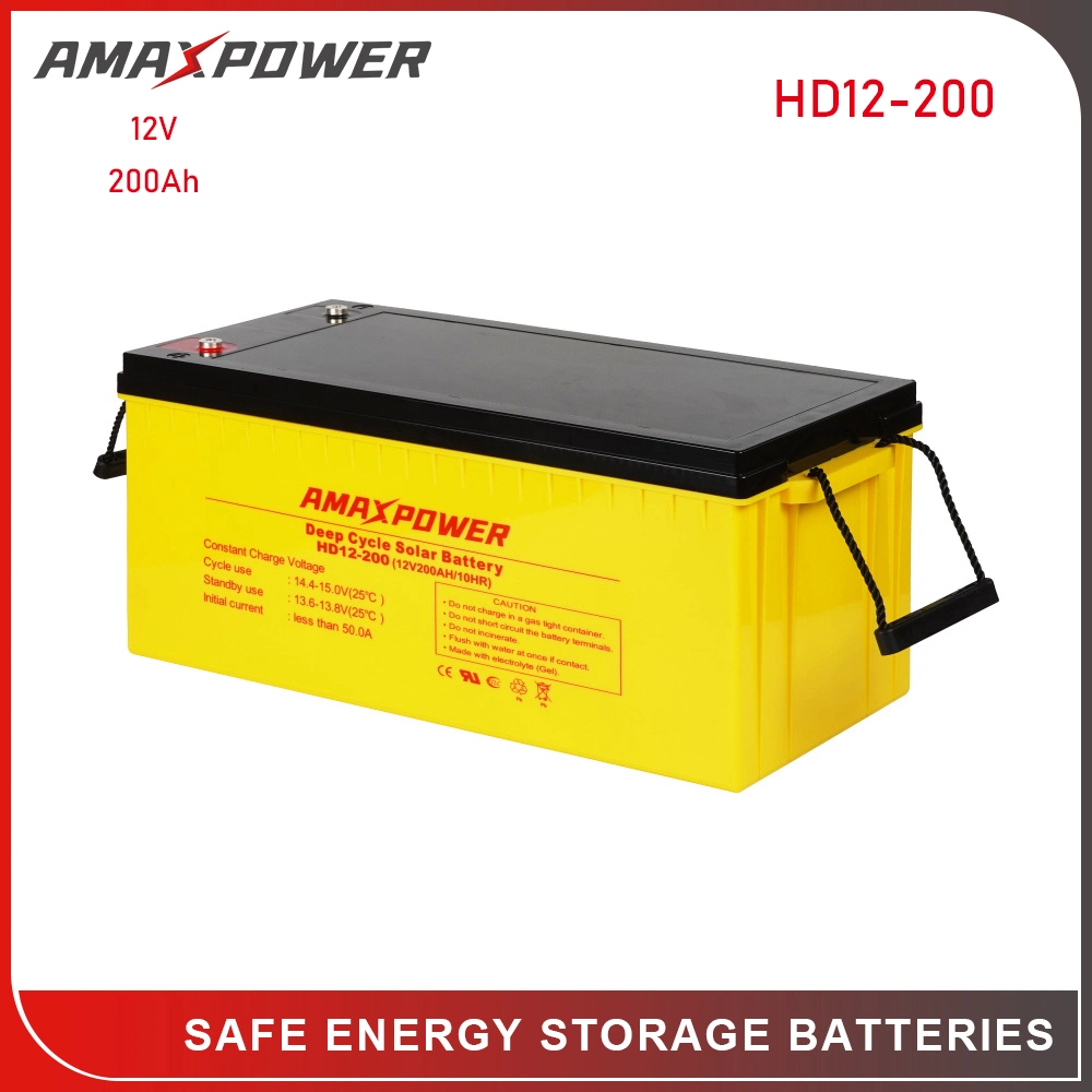 Usine Amaxpower Batterie 12V 24Ah 33AH 50Ah 100AH 150AH 200AH 250AH 300AH Gel à cycle profond Prix de la batterie solaire