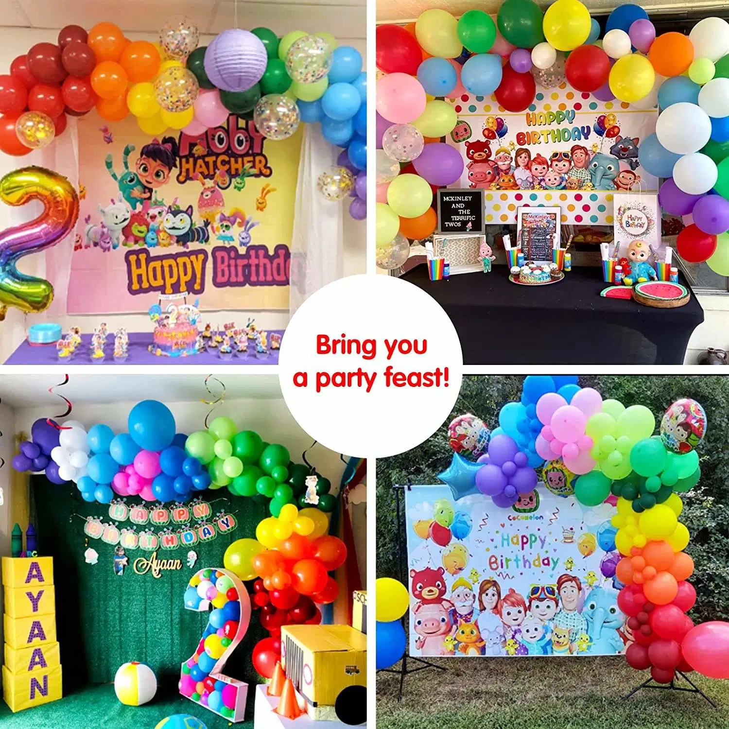 129PCS Rainbow Color Balloon Set Children's First Birthday Decoration Graduation Season Returning to School Season Balloon