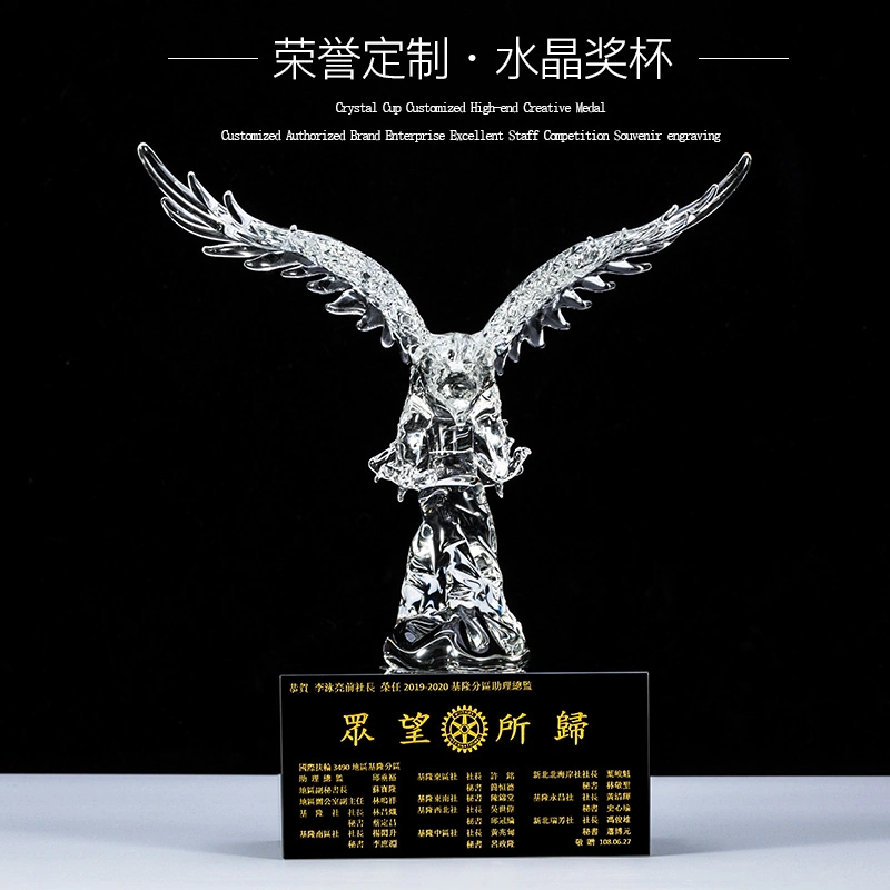 Fashion Crystal Glass Eagle Craft for Office Gift (KS06045)