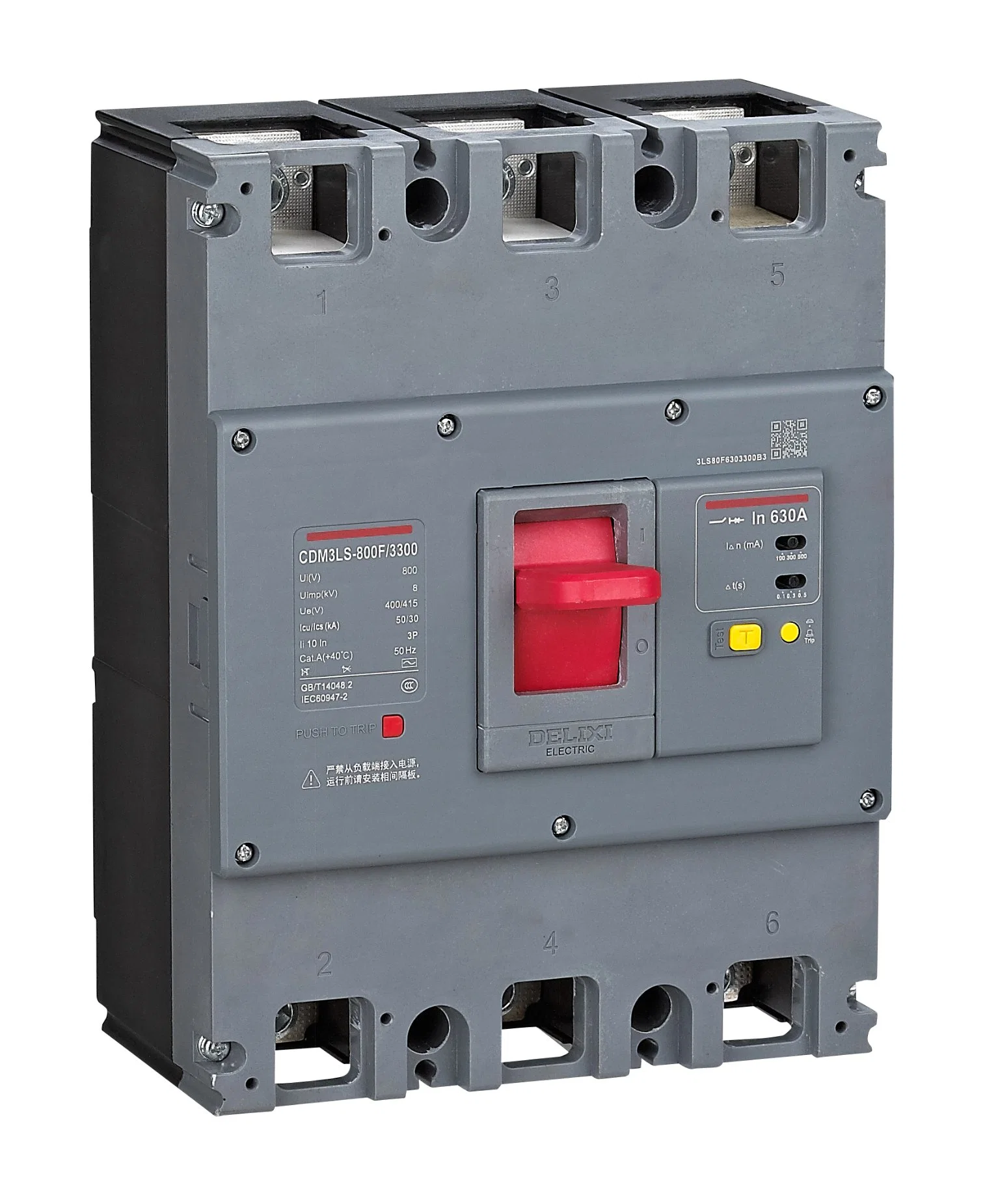 Delixi Cdm3ls Residual Current Opertedcircuit-Braker