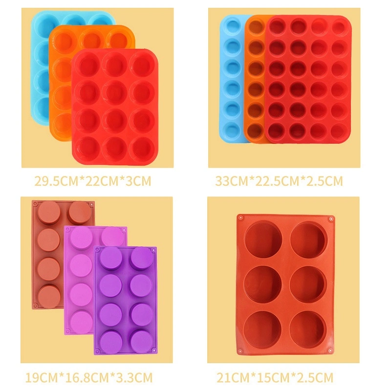 Runde Backwaren Silikon FDA Cake Mold 6/8/12/24 Hohlräume Einfache Reinigung Backgeräte