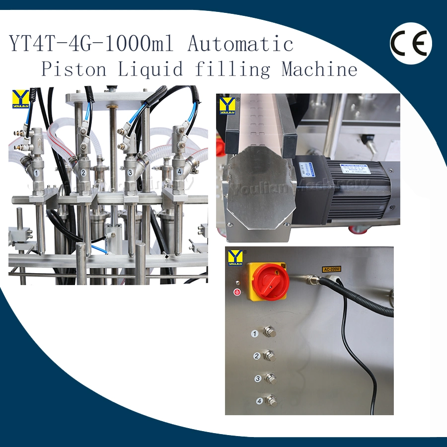 Yt4t-4G automático Lineal 4 Jefes pistón líquido envasado máquina de llenado de botella