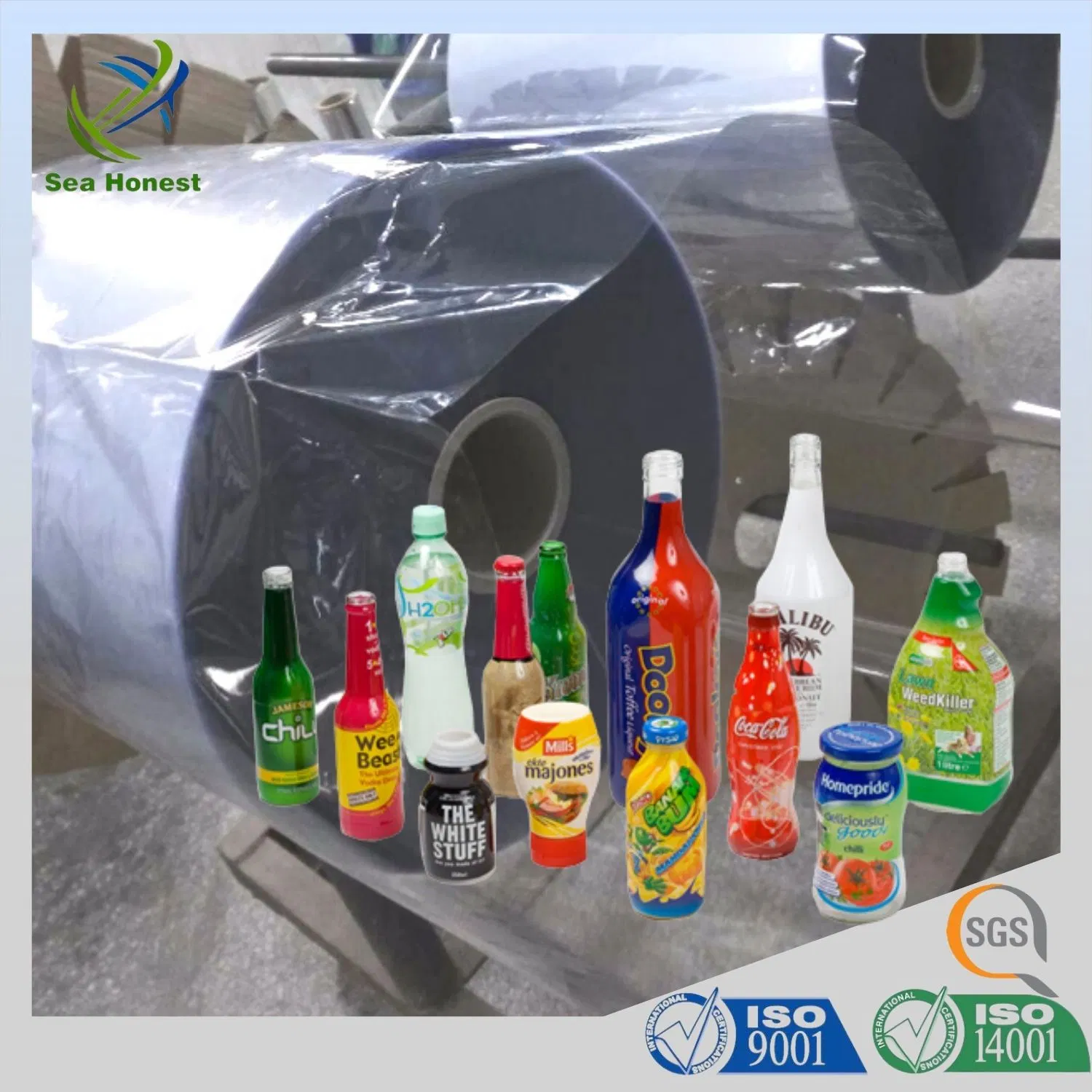 High quality/High cost performance  35mic PVC Shrink Film in Roll for Bottle label Printing