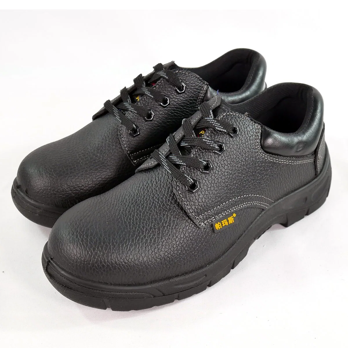 Wholesale/Supplier Low Cut Black Cow Leather Upper PU Sole with Iron Toe Iron Plate Durable Wear for Worker Men Safety Shoes