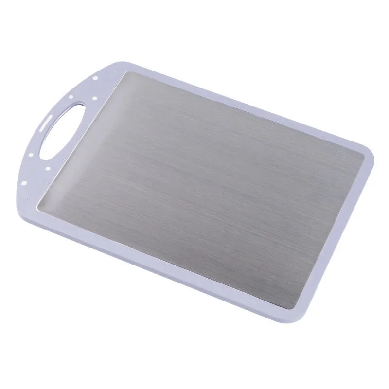 Double-Side Using Easy-Grip Handle BPA Free Wheat Straw PP Anti-Skidding Stainless Steel Multi-Purpose Double-Sided Cutting Board