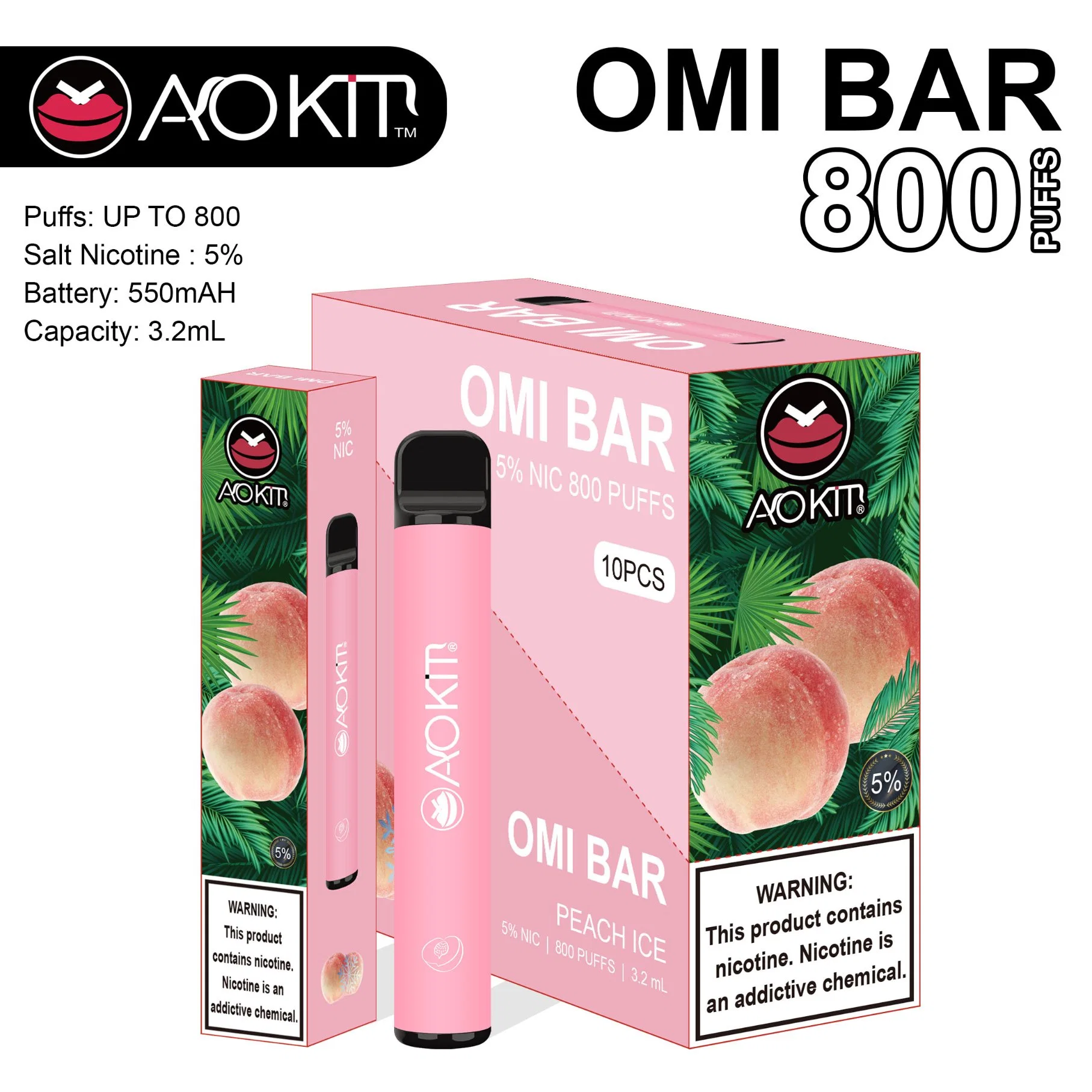 Factory Price Wholesale/Supplier Aokit Electronic Cigarette Vape Smoking 800 Puffs E Cigarettes