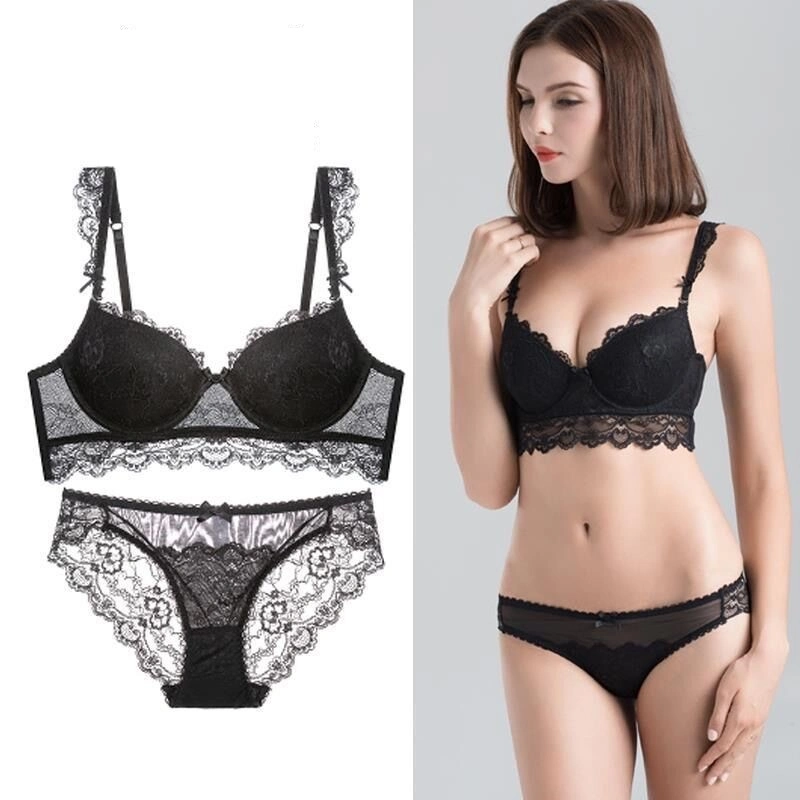 Ladies Fashion Lace Bra and Panty Set Lace Underwear Set Sexy Lingerie