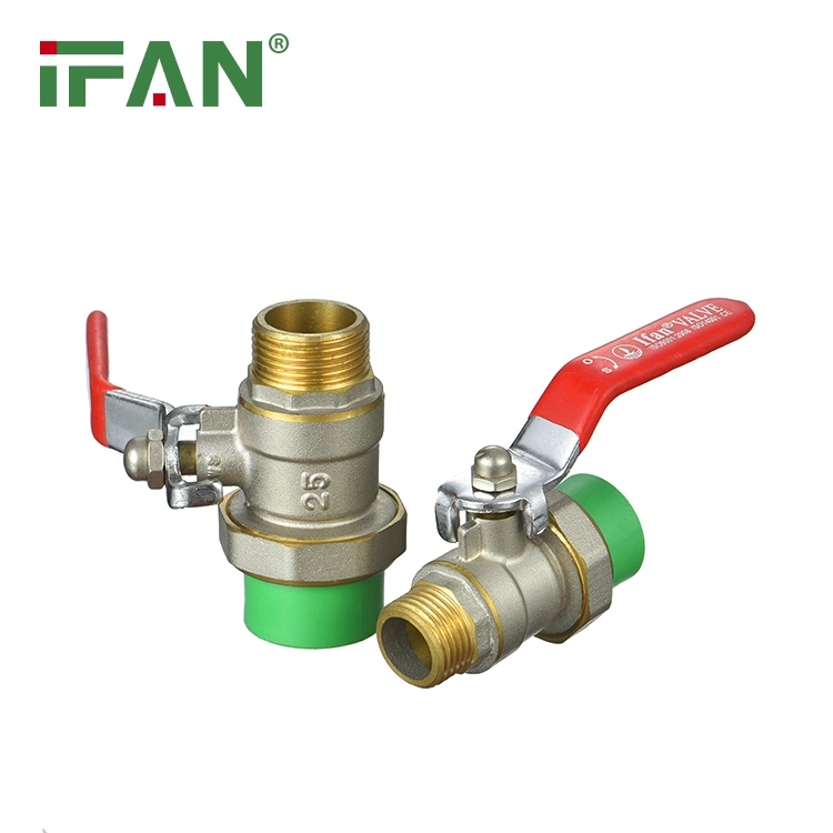 Ifan Male Female Threaded 20-32mm Iron Core Plastic Union PPR Ball Valve