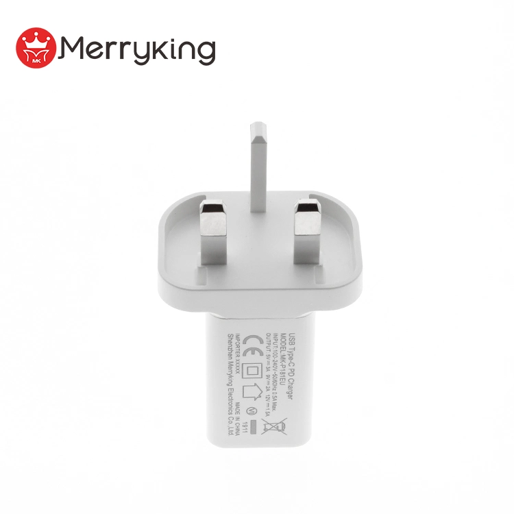 Mobile Phone Accessories USB Type C Pd 18W Fast Charging UK Plug Wall Mount Cell Phone Charger