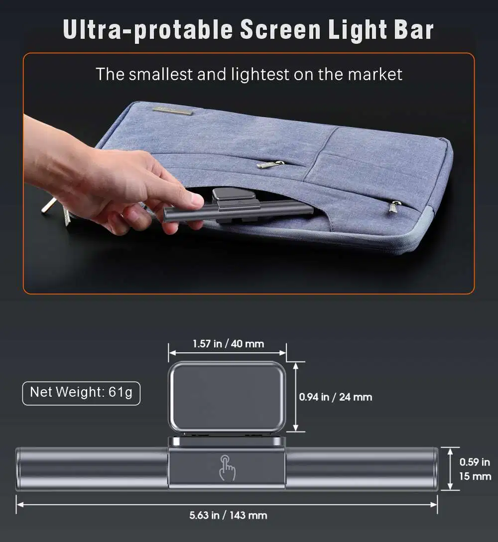 Equipo portátil USB pequeña C Monitor llenar la pantalla de luz LED de trabajo de la barra de luz