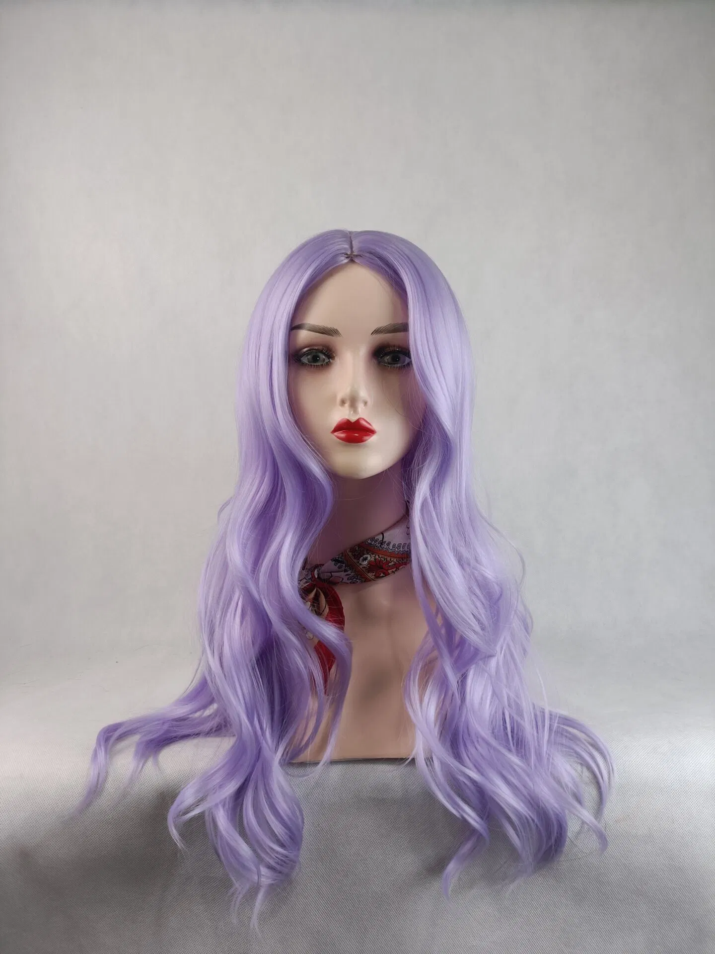 Beautiful High Quality New Wigs Long Water Wavy Curly Lilac Synthetic Wig for Daily Life