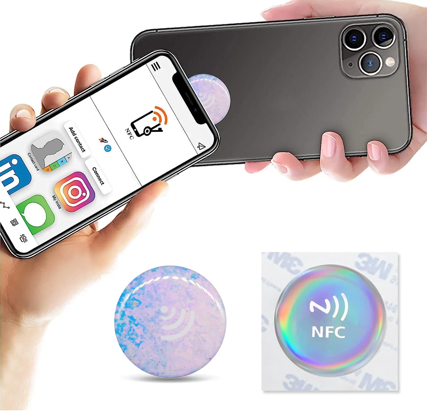 13.56MHz Waterproof Epoxy NFC Tags Sticker Social Media Sharing Mobile Phone